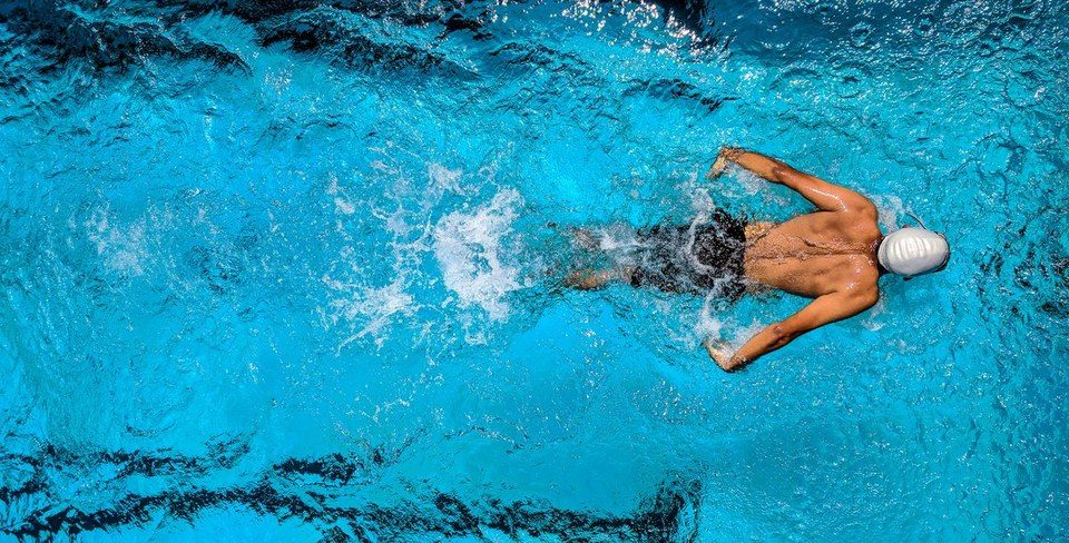 Competitive swimmer in a pool for elite swimming gap year