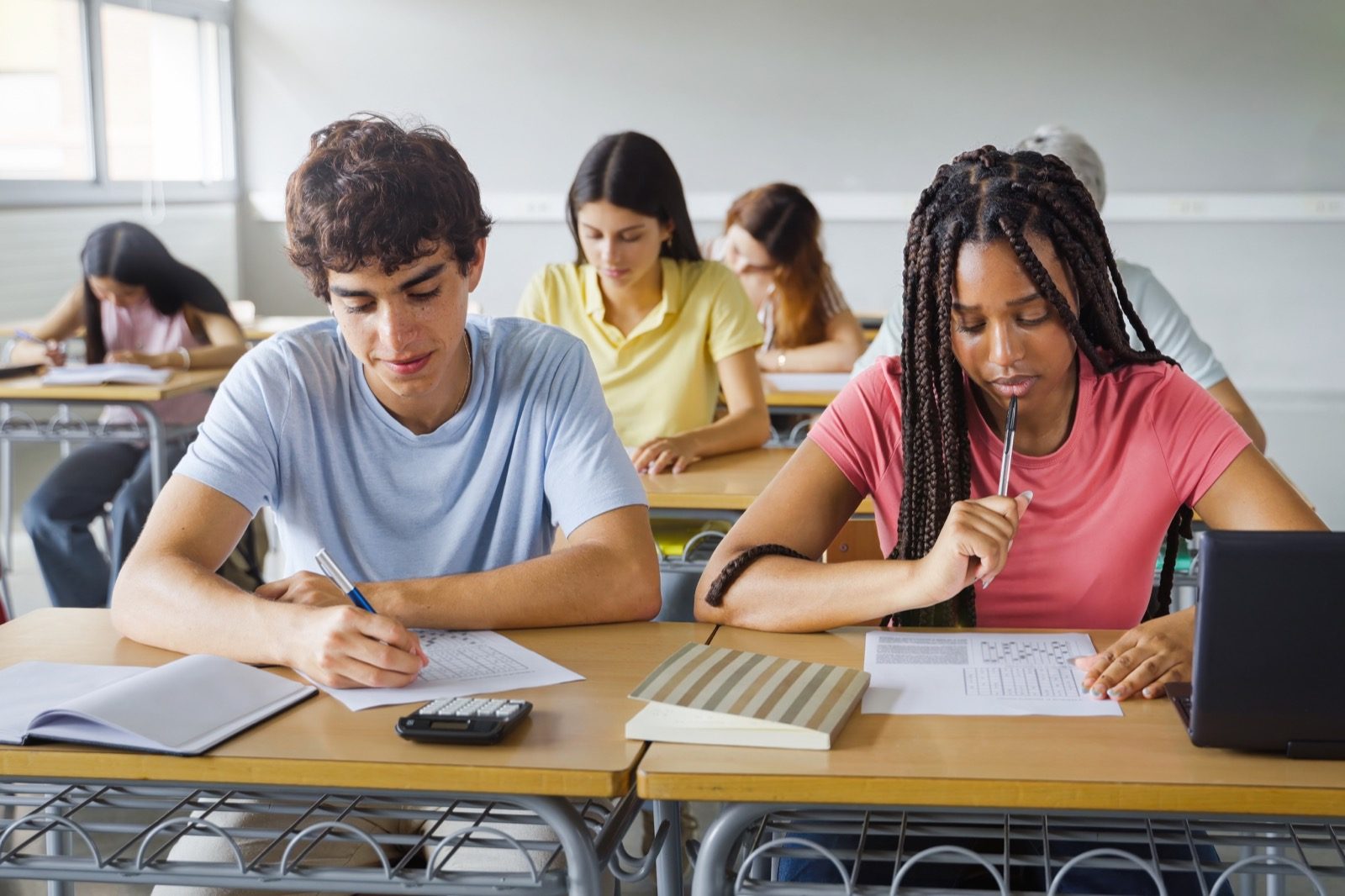 Students learning together in a classroom
